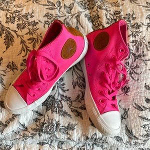 Converse Hot Pink with Tan suede high tops size 7 women